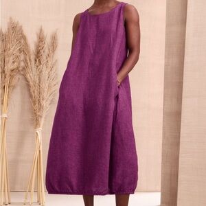 EILEEN FISHER Organic-Linen Délavé Lantern Dress